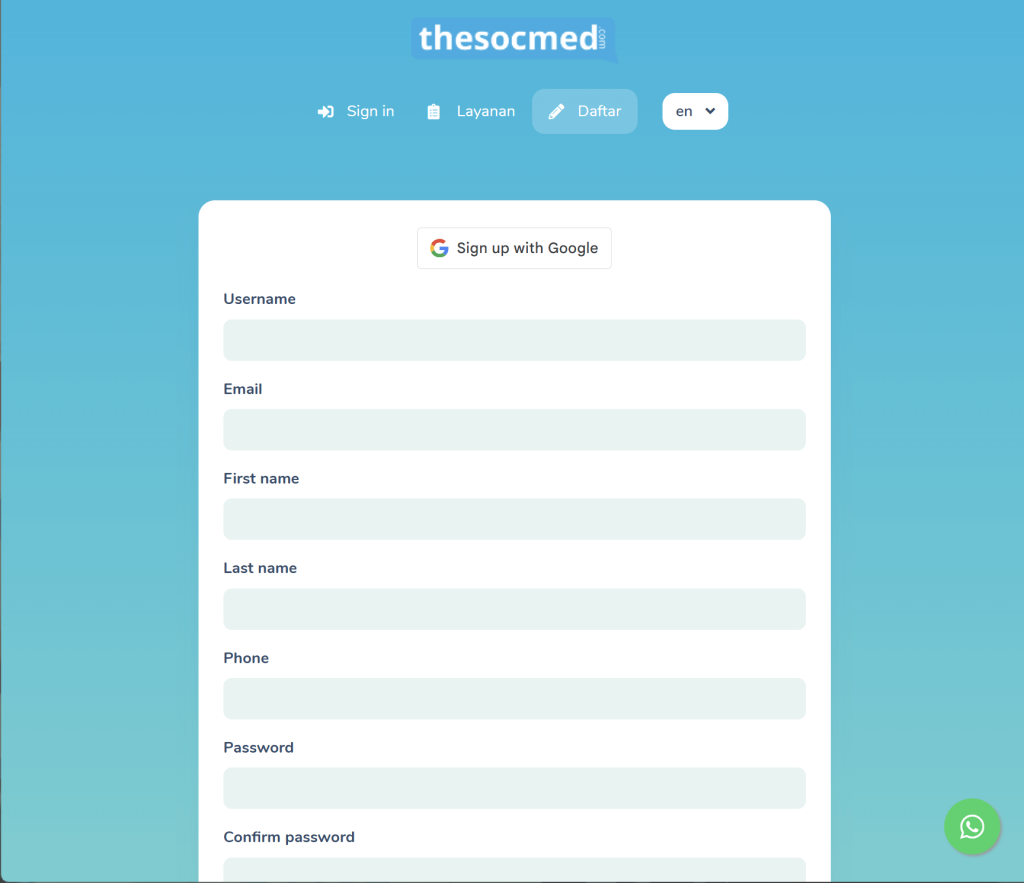 Register untuk order di thesocmed